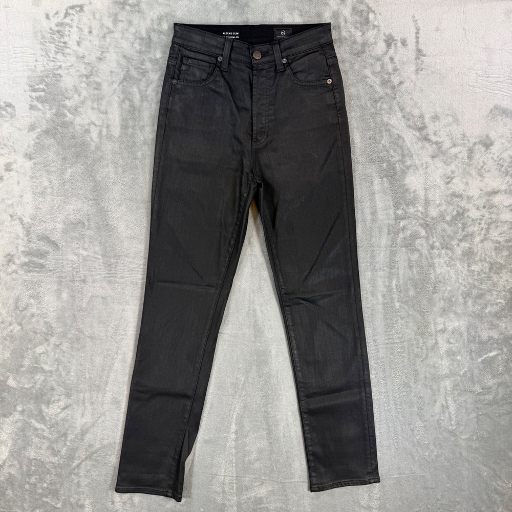 AG Adriano Goldschmied Alexxis Vintage Slim Coated Jeans Women's 26R Black Pants
